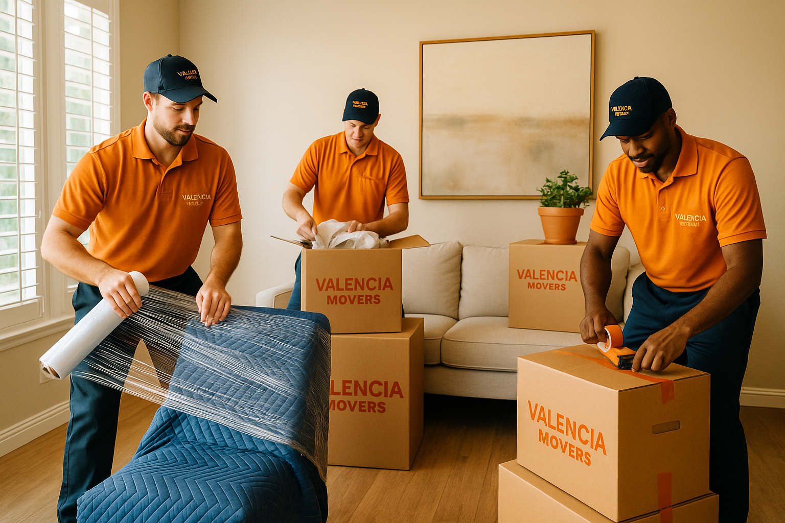 Professional Valencia moving crew working in a Santa Clarita neighborhood